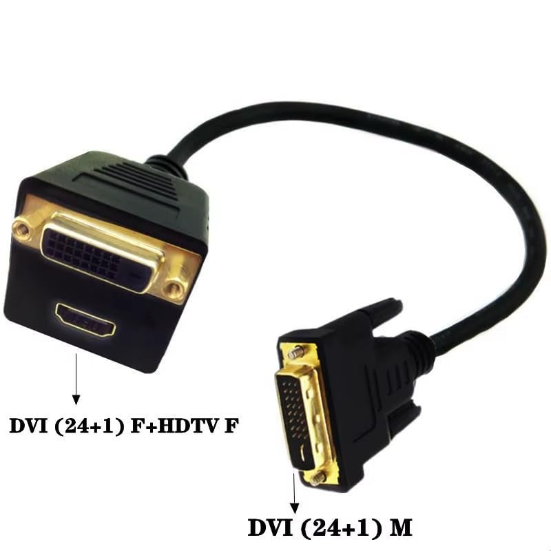 ETZIN كابل 1/2 DVI إلى HDMI متوافق مع DVI 24+1 ذكر إلى أنثى + HDMI، كابل أنثوي متوافق، كابل كبير الرأس - Image 3