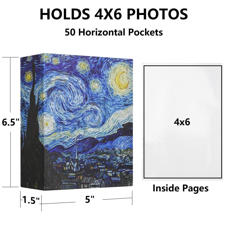 HiWhy Photo Album 4x6 مع 50 جيوبًا ألبومًا صغيرًا للصور مع غلاف الألبوم الممتاز للجلد ، كتاب مصورة مصغرة للعائلة للاحتفال بالزفاف ، - Image 2