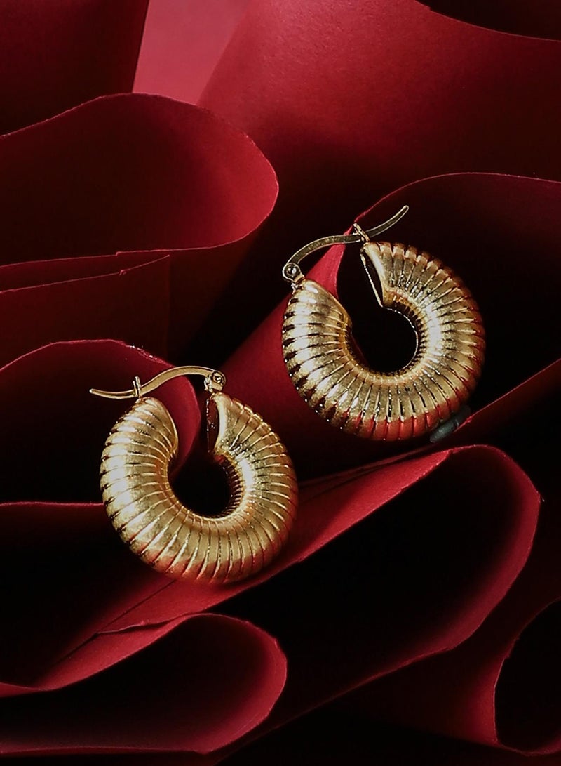 SOHI Snake-Ribbed Artificial Hoop Earring Jewellery - Image 1