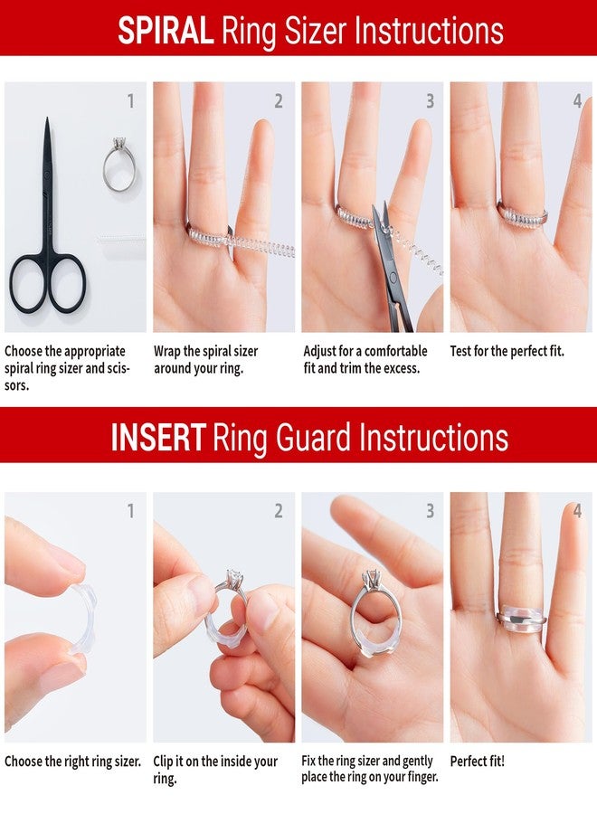 Omilly Ring Sizer Adjuster for Loose Rings - 62 Piece Set with 3 Styles (Ring Spacers, Spiral, Sticker), Fits Ring Widths 1-10mm, Invisible Design for Women & Men - Image 5