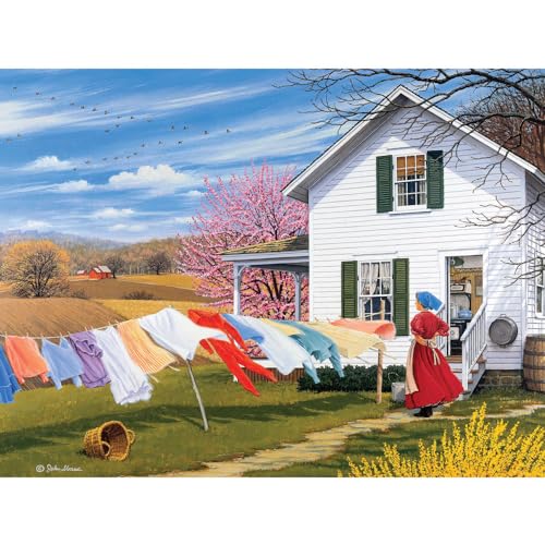 Bits and Pieces 300 Piece Puzzles for Adults 300 Large Pieces 18 x 24 Jigsaw Puzzles Rustic Farmhouse Americana Random Die Cut No 2 Pieces Alike On The Wind - Image 1