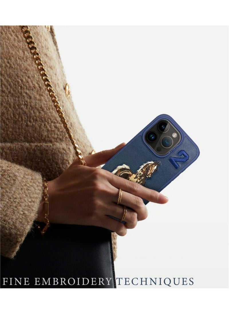 SANTA BARBARA POLO & RACQUET CLUB Boris Series Horse Embroidery MagSafe Phone Case for iPhone 16 Pro – Shockproof, Premium Pleather & TPU, Anti-Slip Grip, Raised Edges for Screen & Camera Protection, Scratch-Resistant, Lightweight & Slim Design – Brown  - Image 3