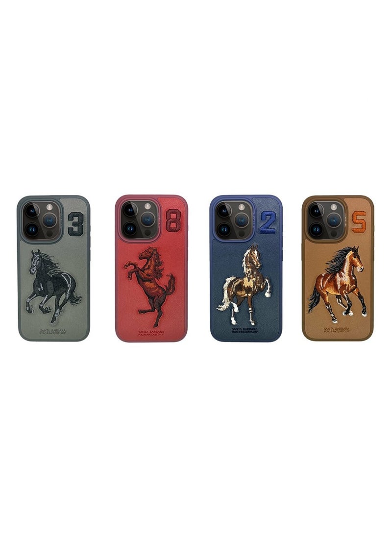 SANTA BARBARA POLO & RACQUET CLUB - Boris Series Horse Embroidery MagSafe Phone Case for iPhone 16 Pro – Shockproof, Premium Pleather & TPU, Anti-Slip Grip, Raised Edges for Screen & Camera Protection, Scratch-Resistant, Lightweight & Slim Design – Brown - Image 1
