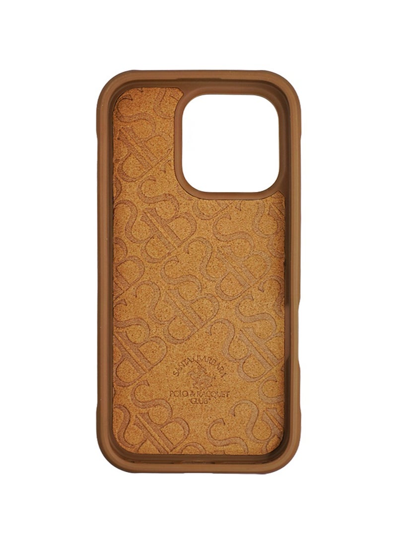 SANTA BARBARA POLO & RACQUET CLUB - Boris Series Horse Embroidery MagSafe Phone Case for iPhone 16 Pro – Shockproof, Premium Pleather & TPU, Anti-Slip Grip, Raised Edges for Screen & Camera Protection, Scratch-Resistant, Lightweight & Slim Design – Brown - Image 1