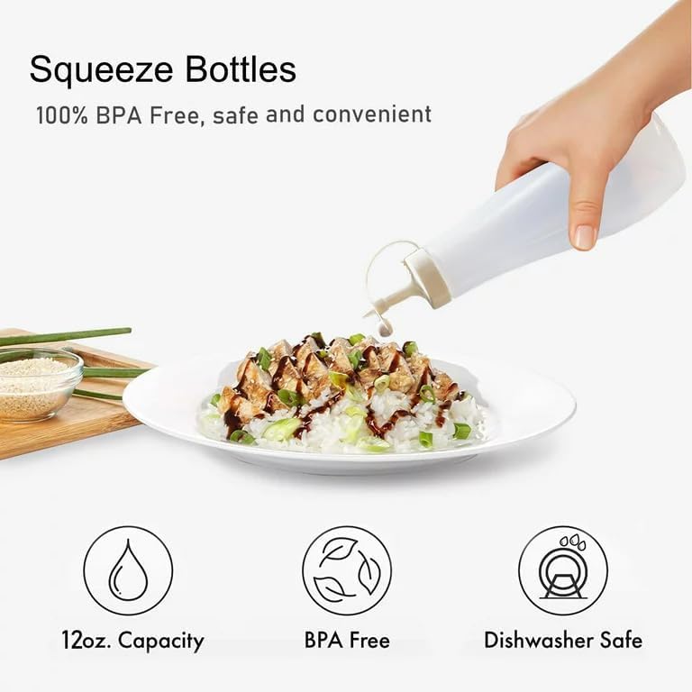 Divik Mustard Mayo hot sauces Olive Oil Ketchup Honey Dispenser Bottle Plastic Squeeze Bottle with Twist On Cap Lids (1Set of 2Pcs) - Image 2