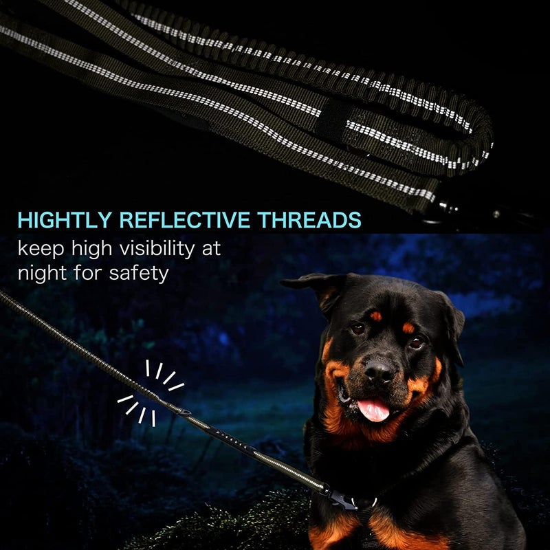 AIRUIDOG Heavy Duty Tactical Dog Leash, 4-6FT Shock Absorbing Tactical Leash with 2 Padded Handles, Metal Carabiner Clip,Car Seatbelt, Reflective Heavy Duty Leashes for Medium Large Dogs (Brown) - Image 5