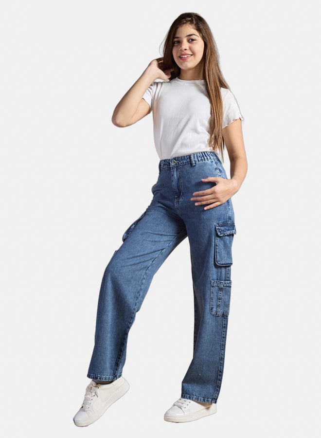 AMB Kidswear Girls' Wide Leg Jeans - Image 1