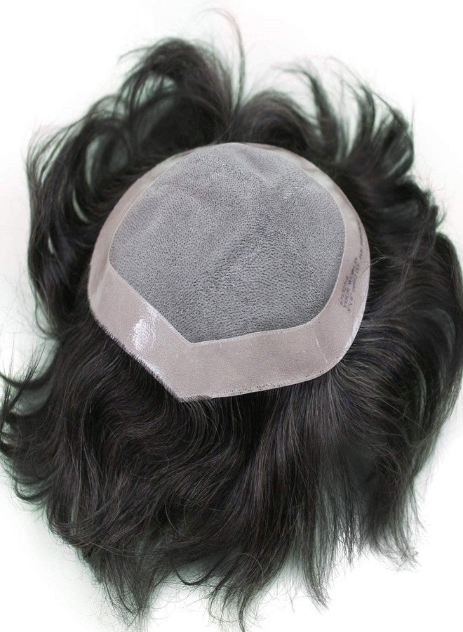 Stylazo Fine Monofilament Human Hair Toupee Hair Patch/Hair System/Hair Pieces/Wigs For Men And Boys (10x7, Dark brown) - Image 2