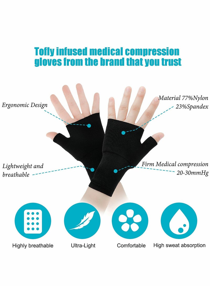 4 PCS  Wrist Thumb Support Sleeve Fingerless Wrist Gloves Compression Arthritis Gloves Sports Wrist Support Brace for Fatigue Sports Typing (Black, Unisex, Medium)