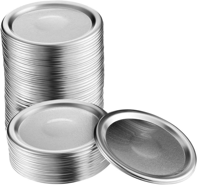 HANABASS 24pcs 70mm Silver Tin Caps Split-type Mason Jar Lids Airtight Storage Solid Sealing Caps for Wide Mouth Glass Bottles Canning and Preservation - Image 1