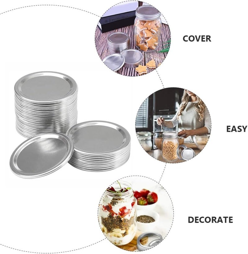 HANABASS 24pcs 70mm Silver Tin Caps Split-type Mason Jar Lids Airtight Storage Solid Sealing Caps for Wide Mouth Glass Bottles Canning and Preservation - Image 3