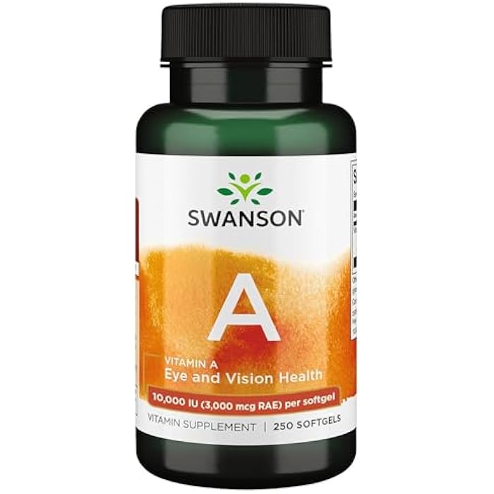 Swanson Vitamin A 10,000 IU (3,000 mcg RAE) Natural Nourishment for Bone, Skin Health, Vision Support & Immune System Function - High Absorption Vitamin A 250 Softgels - Image 1