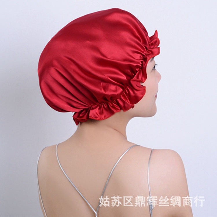Mulberry Silk Hair Care Round Hat 16 Momme Silk Sleep Cap Head Cover Chemo Cap Silk Shower Cap - Image 5