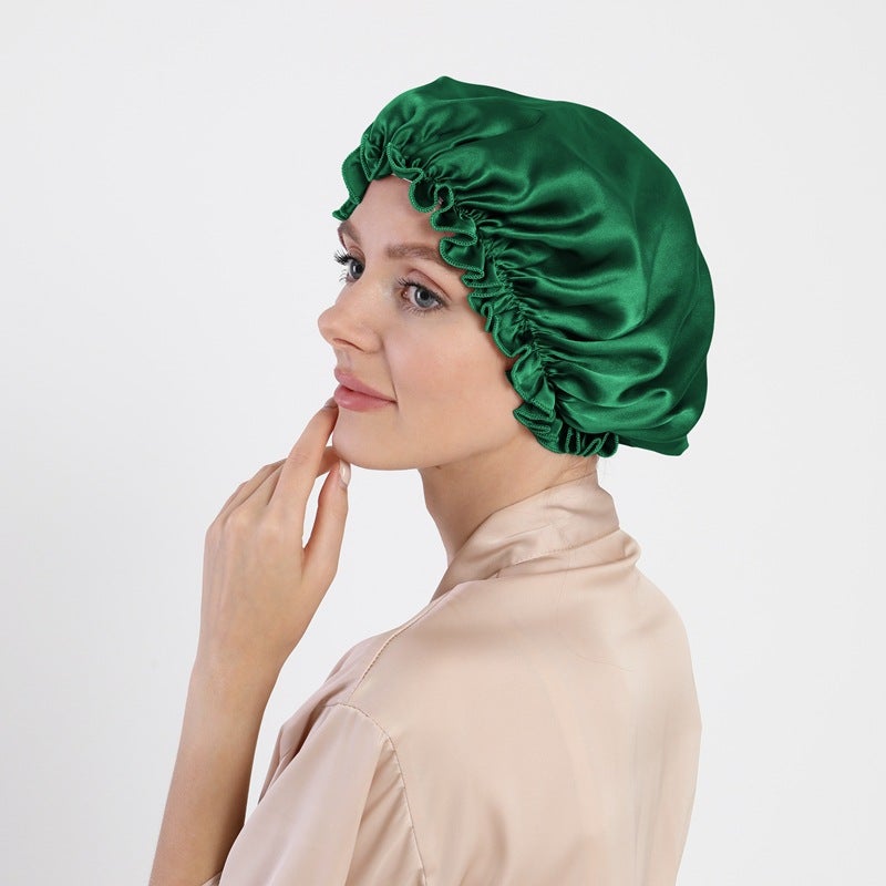 Mulberry Silk Hair Care Round Hat 16 Momme Silk Sleep Cap Head Cover Chemo Cap Silk Shower Cap - Image 1