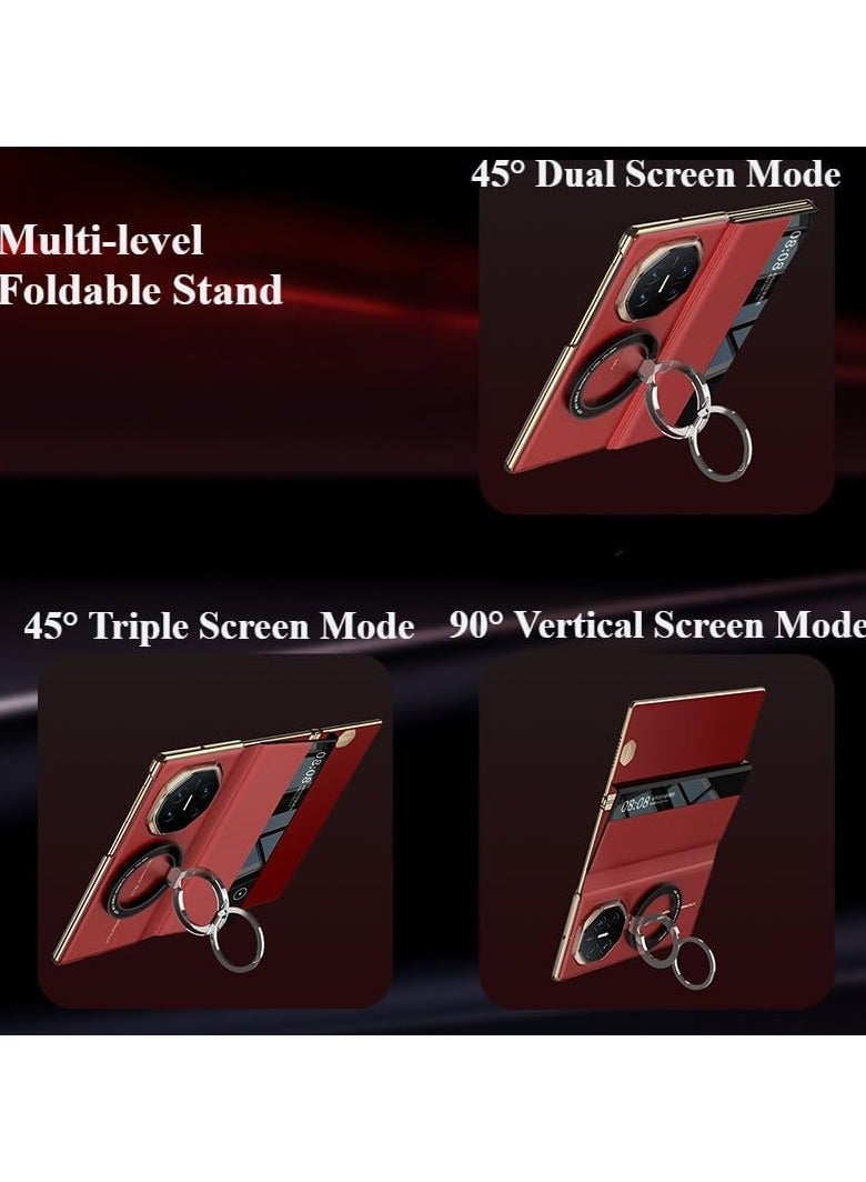 Magnetic Anti-Drop Matte Phone Case for Huawei Mate XT Ultimate (2024) with Smart Window  Auto Sleep/Wake  Ring Stand, Durable Shockproof Protective Case - Image 2