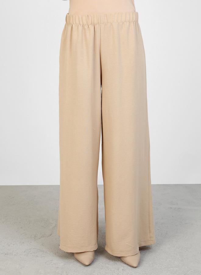 رفقة من مودانيسا طقم تونيك وبنطلون بيج سادة بياقة دائرية - Image 5