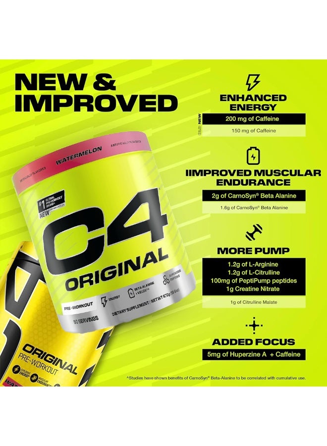 C4 Original Pre-Workout - WATERMELON - 50 Servings 470 Gm - Image 3