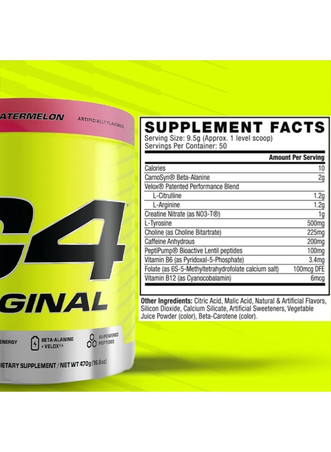 C4 Original Pre-Workout - WATERMELON - 50 Servings 470 Gm - Image 2