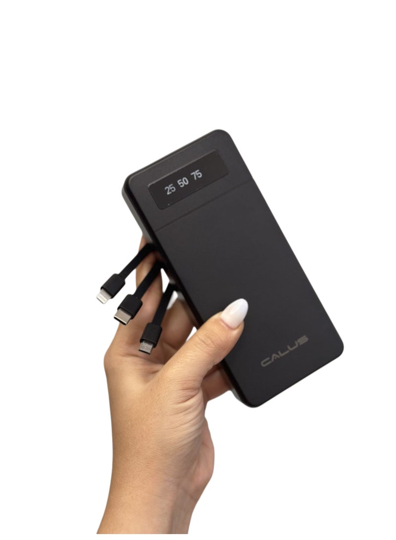 CALUS P-268 Firefly 20000mAh Power Bank with 4 Built-in Charging Cables - Black - Image 4