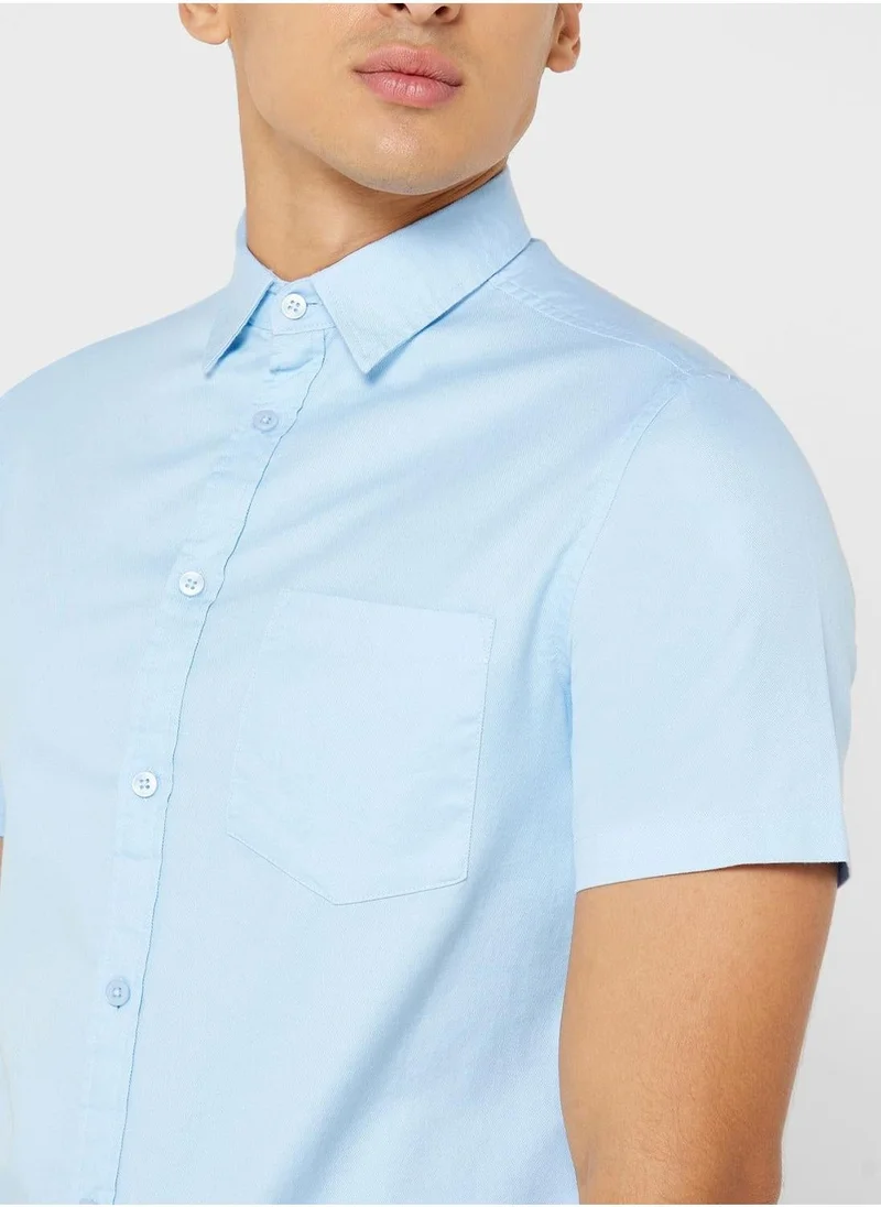 Seventy Five Solid Slim Fit Short Sleeve Casual Shirt