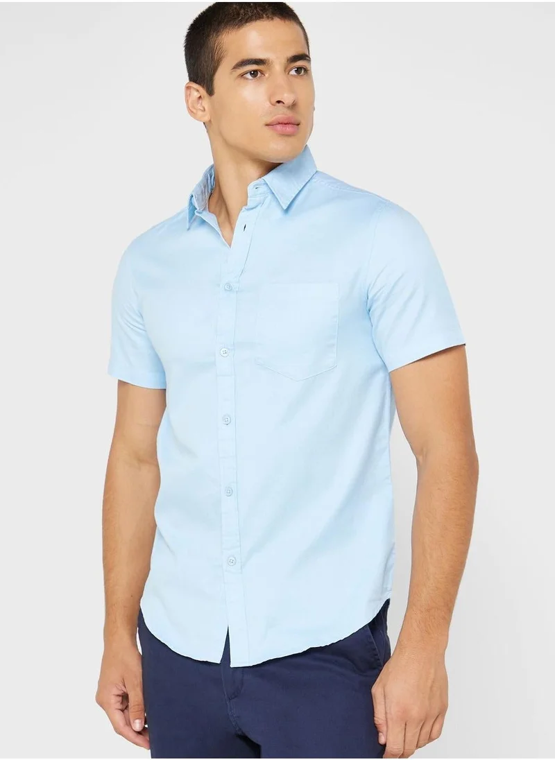 Seventy Five Solid Slim Fit Short Sleeve Casual Shirt