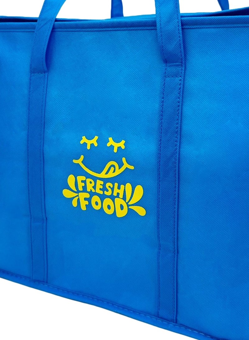 2 pack of Insulated Reusable Grocery Shopping Bag, Food Delivery, Cooler Bag, Heavy Duty, Large Size, Durable Handles, Stands Upright, Collapsible, with special unique design ''FRESH FOOD'' - Image 4