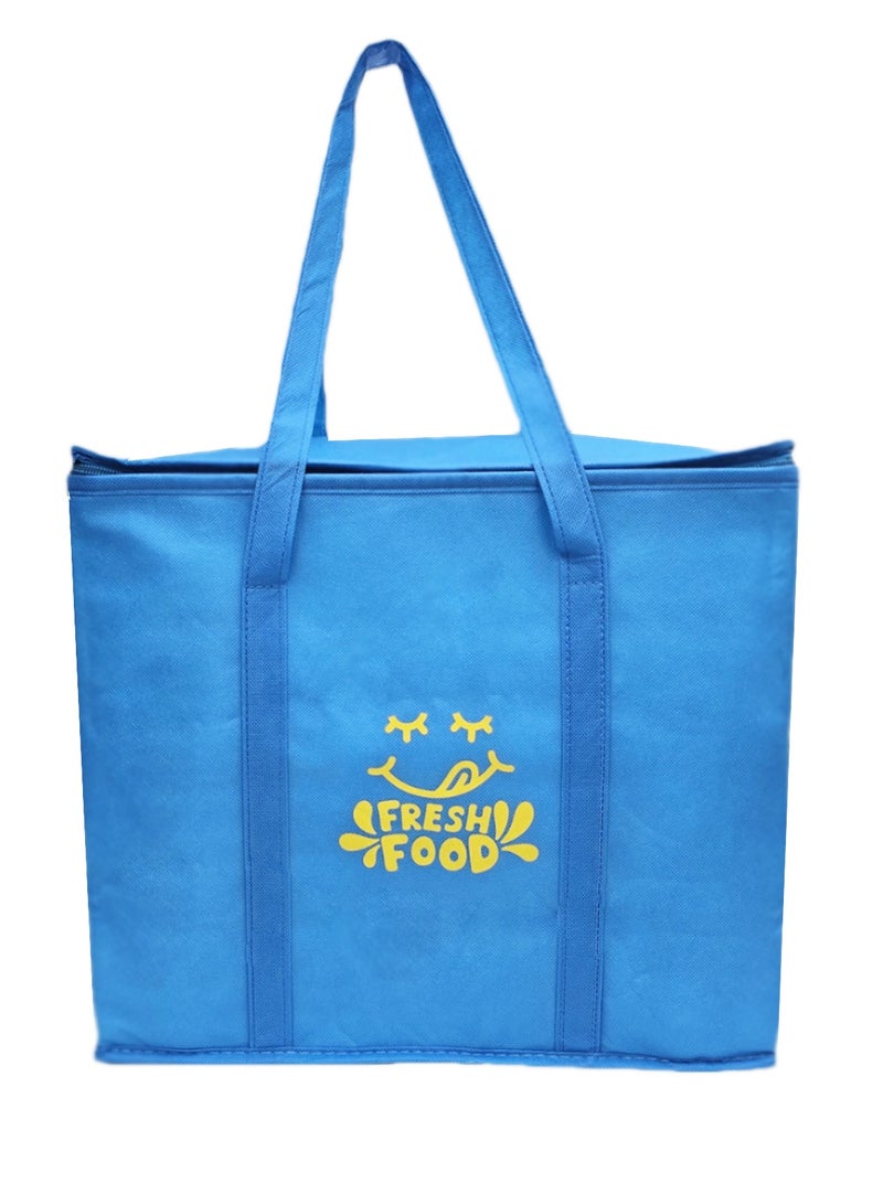 2 pack of Insulated Reusable Grocery Shopping Bag, Food Delivery, Cooler Bag, Heavy Duty, Large Size, Durable Handles, Stands Upright, Collapsible, with special unique design ''FRESH FOOD'' - Image 2