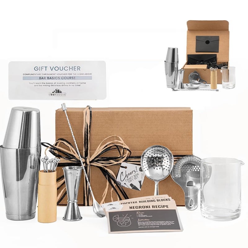 A Bar Above A Bar Above 14Piece Professional Bartender Gift Set Premium Barware Accessories for Home Bar Bartending Gift Kit Includes Shaker Jigger Strainers and More 