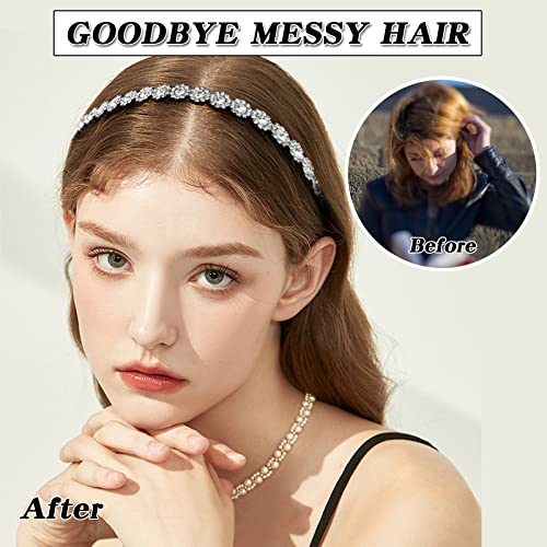 Yeshan Teeth Comb Headbands For Women with Rhinestone and Crystal beaded Plastic Hairband,Pack of 4 - Image 4