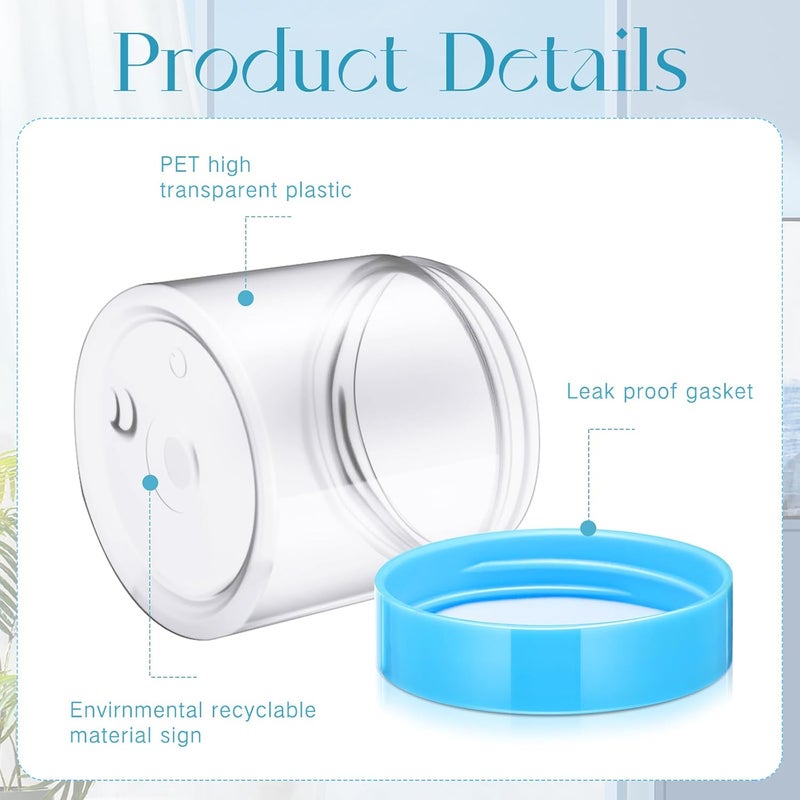 Patelai 4 Pieces Round Wide-mouth Leak Proof Plastic Container Jars with Lids for Travel Storage Makeup Beauty Products Face Creams Oils Salves Ointments DIY Making(6 Ounce,Blue) - Image 3