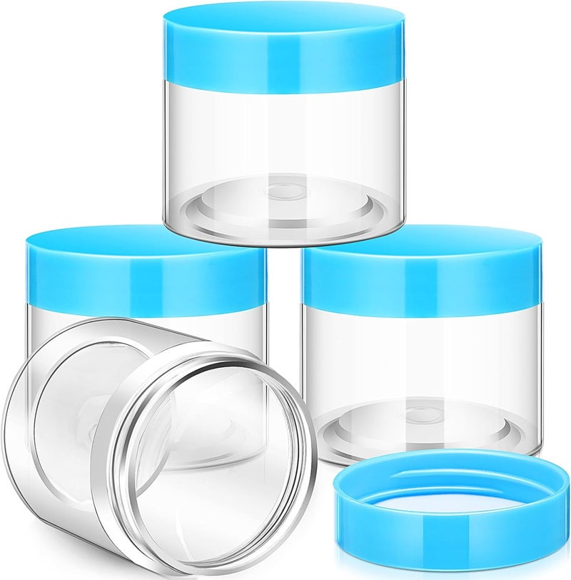 Patelai 4 Pieces Round Wide-mouth Leak Proof Plastic Container Jars with Lids for Travel Storage Makeup Beauty Products Face Creams Oils Salves Ointments DIY Making(6 Ounce,Blue) - Image 1