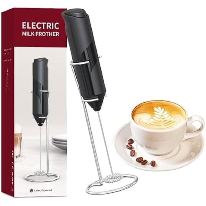 ECVV Milk Frother Handheld Battery Powered Drink Mixer For Matcha Coffee Electric Portable Whisk Drink Mixer Mini Foam Maker For Hot Chocolate Frappe Latte With Stand - Image 3