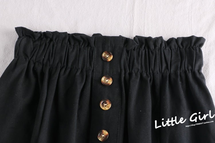 Spring/Summer 2023 New Slimming Solid Color All-Match Loose Waist Casual Loose Mid-Length Workwear Skirt for Children Black - Image 1