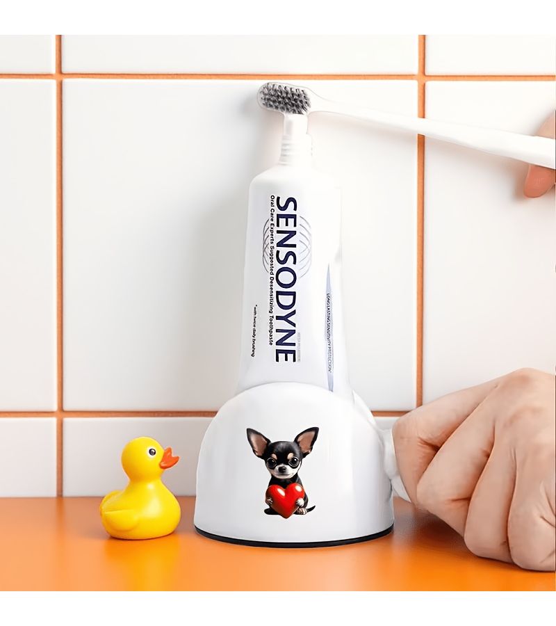 1 Pc Manual Toothpaste Dispenser Chihuahua Heart Design No Waste Easy Squeeze For Bathroom And Salon - Image 4