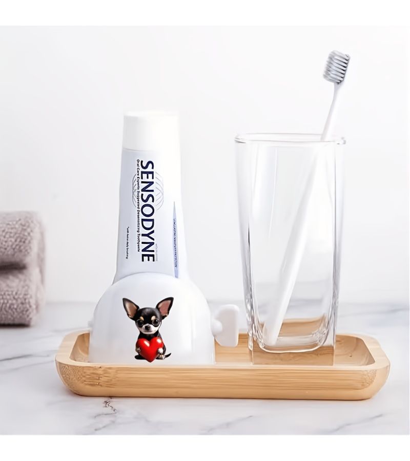 1 Pc Manual Toothpaste Dispenser Chihuahua Heart Design No Waste Easy Squeeze For Bathroom And Salon - Image 2