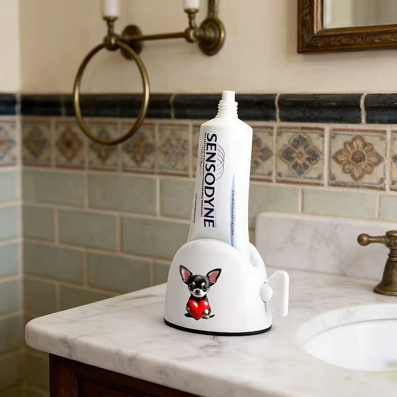 1 Pc Manual Toothpaste Dispenser Chihuahua Heart Design No Waste Easy Squeeze For Bathroom And Salon - Image 5