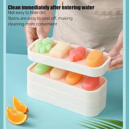 TLISMI Creative Candy Theme Non-Stick Silicone Ice Cream Molds with 6 Reusable Sticks, BPA Free, Easy Release, DIY Shapes Kulfi Popsicle Dessert Mould Ice Cream Pop Maker for Kids & Adults Multicolor - Image 4