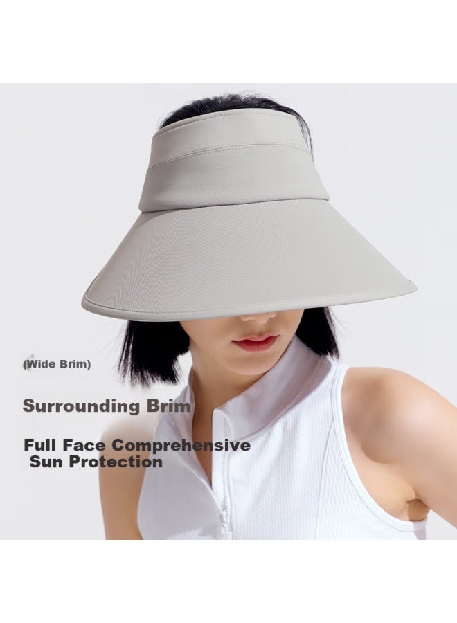 Vvc Sun Hat Women Summer Sunscreen Hat Uv Protection Wide Brim Cycling Running Cap Women Light Grey - Image 3