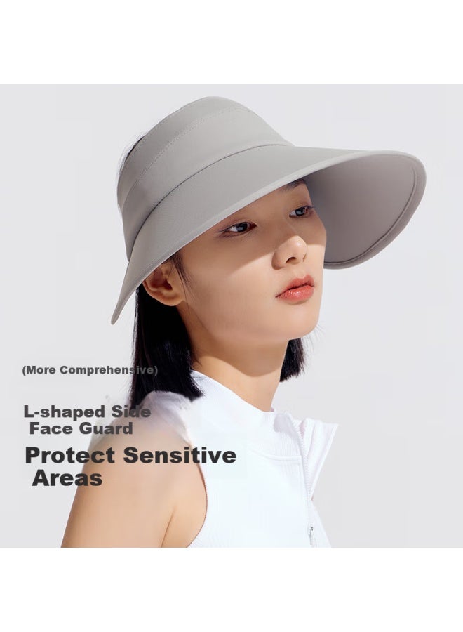 Vvc Sun Hat Women Summer Sunscreen Hat Uv Protection Wide Brim Cycling Running Cap Women Light Grey - Image 1