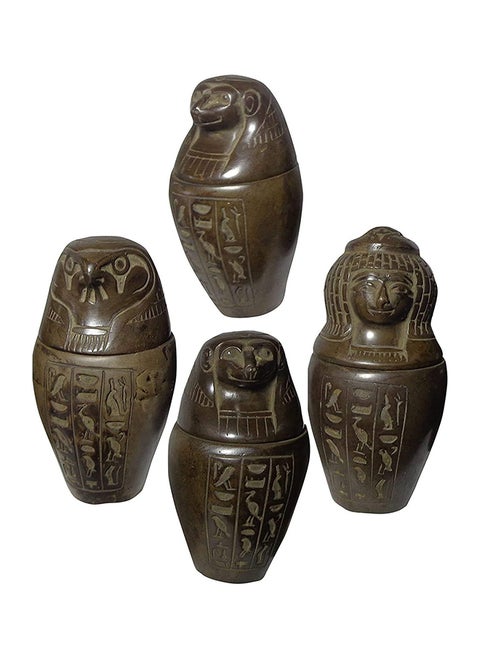 Set Of 4 Egyptian Ancient Canopic Xl Jars Organs Storage Statue Statues Pharaoh Collection Collectable 3.3 Mythology Decor