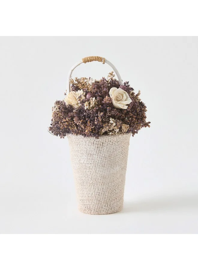 Home Box Caven Mix Shola Arrangement in Jute Planter 13 x 13 x 21 cm