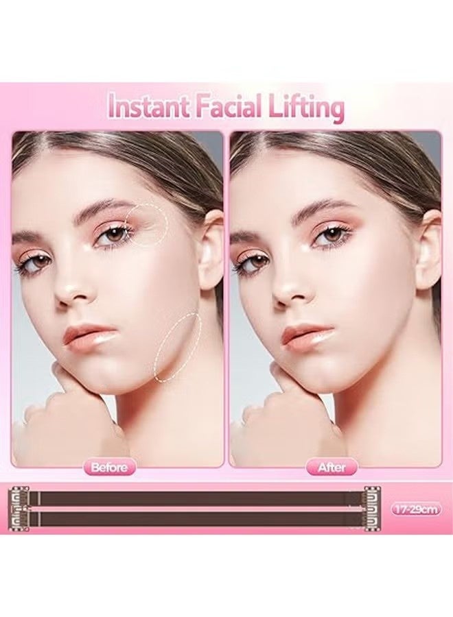 2 PCS Face Lift Tape Invisible Facelift Tape for Face Invisible with Bands Face Tape Lifting Invisible with String Face Lift Bands with Hair Clips Facelift Bands with Clips Adjustable Double BB Card - Image 2
