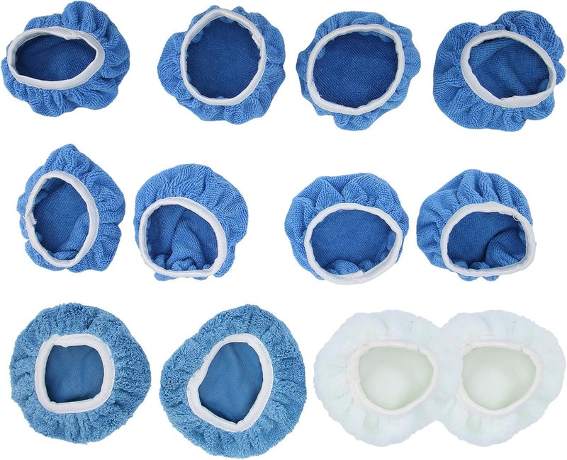 12 Pcs Polishing Bonnet Pads, Fiber Buffer Pad Cover for Car Polisher, Reusable Waxers Bonnet Set with Elastic Fit for 5 to 6 Inch Polishers, for Auto Marine Motorcycle - Image 3