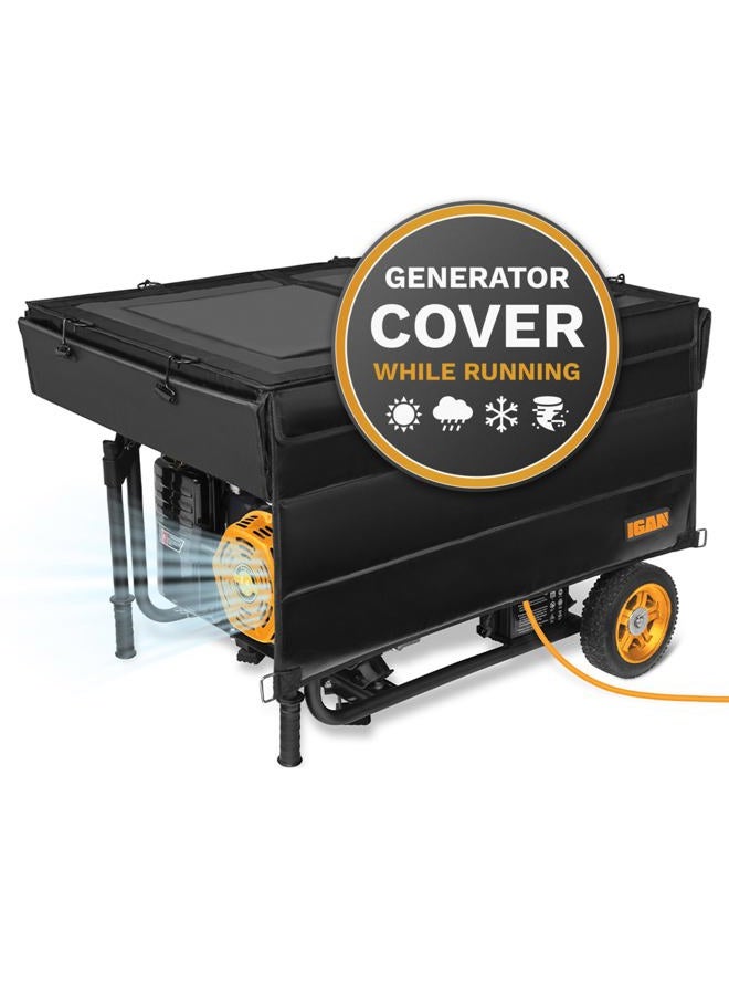 IGAN Generator Tent Running Cover, Ultra Heavy Duty Tarpaulin Enclosure, Portable All-Weather Generator Rain Shelter for Most 3500w-12000w generators, Black Generator Cover - Image 1