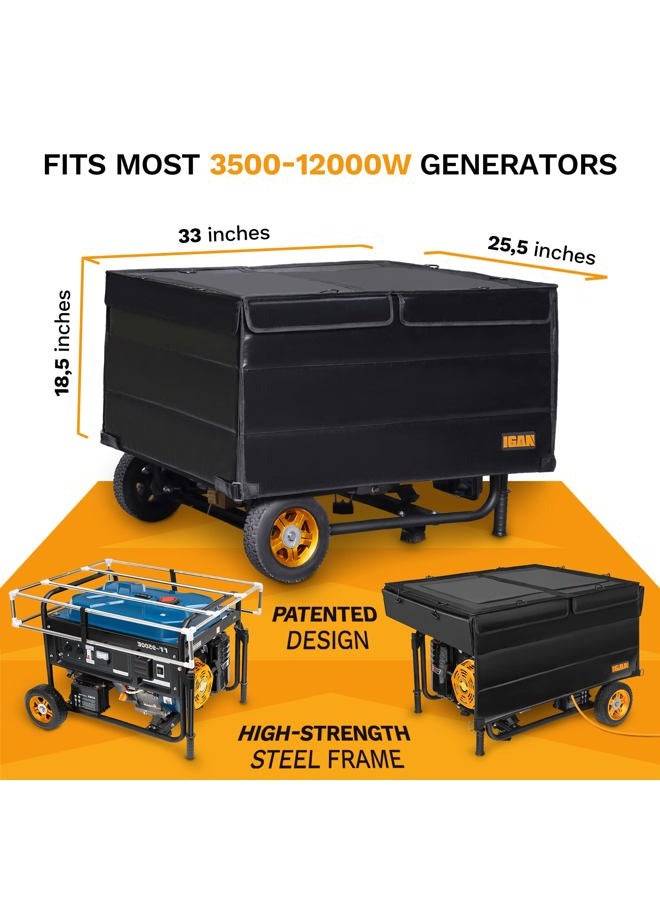 IGAN Generator Tent Running Cover, Ultra Heavy Duty Tarpaulin Enclosure, Portable All-Weather Generator Rain Shelter for Most 3500w-12000w generators, Black Generator Cover - Image 2