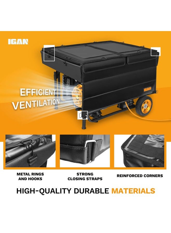 IGAN Generator Tent Running Cover, Ultra Heavy Duty Tarpaulin Enclosure, Portable All-Weather Generator Rain Shelter for Most 3500w-12000w generators, Black Generator Cover - Image 3