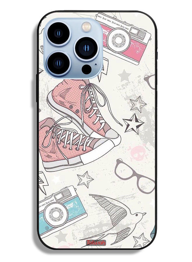 Tolwak Apple iPhone 13 Pro Protective Case Canva Shoes And Camera Art  - Image 2
