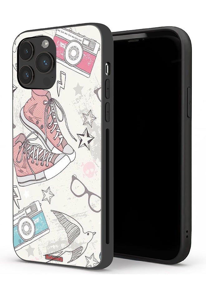 Tolwak Apple iPhone 13 Pro Protective Case Canva Shoes And Camera Art  - Image 1