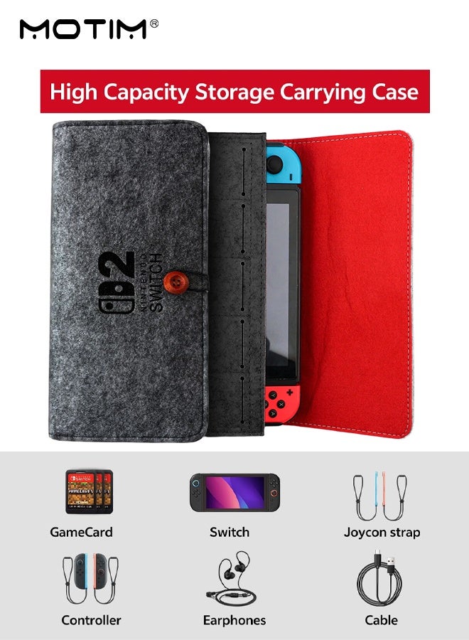 موتيم حقيبة حمل لـ Nintendo Switch 2 2025، حقيبة صلبة محمولة مقاومة للصدمات مع حامل لبطاقات الألعاب، حقيبة تخزين واقية لجهاز الألعاب محمولة باليد مع جيوب للملحقات والألعاب - Image 2