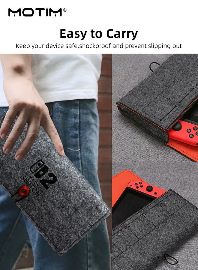 موتيم حقيبة حمل لـ Nintendo Switch 2 2025، حقيبة صلبة محمولة مقاومة للصدمات مع حامل لبطاقات الألعاب، حقيبة تخزين واقية لجهاز الألعاب محمولة باليد مع جيوب للملحقات والألعاب - Image 5